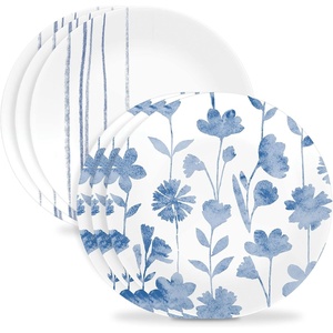 image:imageCorelle 6Piece 18oz Round Bowls Vitrelle Triple Layer Glass Perfect for Soup Cereal and Snacks Lightweight Chip and Scratch Resistant Microwave and Dishwasher Safe Botanical StripesBotanical Stripes