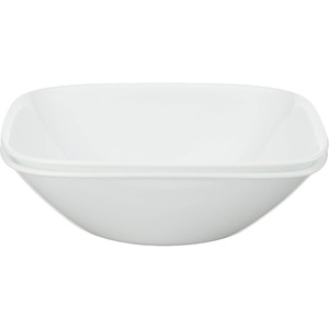 image:imageCorelle Vitrelle 2PC Large 1Qt Glass Serving Bowl Crack and Chip Resistant Square Serving Trays White2PC 1QT Bowl