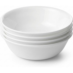 image:imageCorelle Vitrelle 2PC Large 1Qt Glass Serving Bowl Crack and Chip Resistant Square Serving Trays White4PC 46oz Bowls